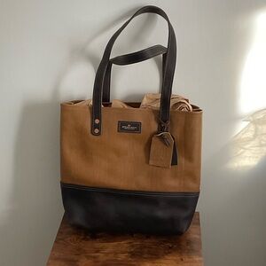 Elegant Brown and Black Leather Tote KINGS LEATHER GOODS